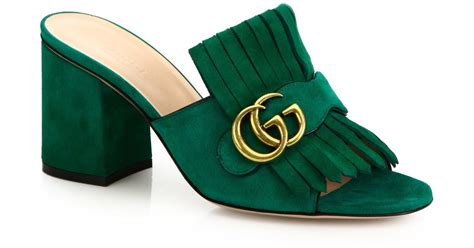 gucci green suede mules|gucci high heel mules.